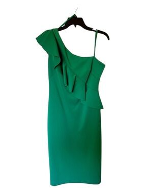 NWT Jessica Howard Green One-Shoulder Dress Sz 12
